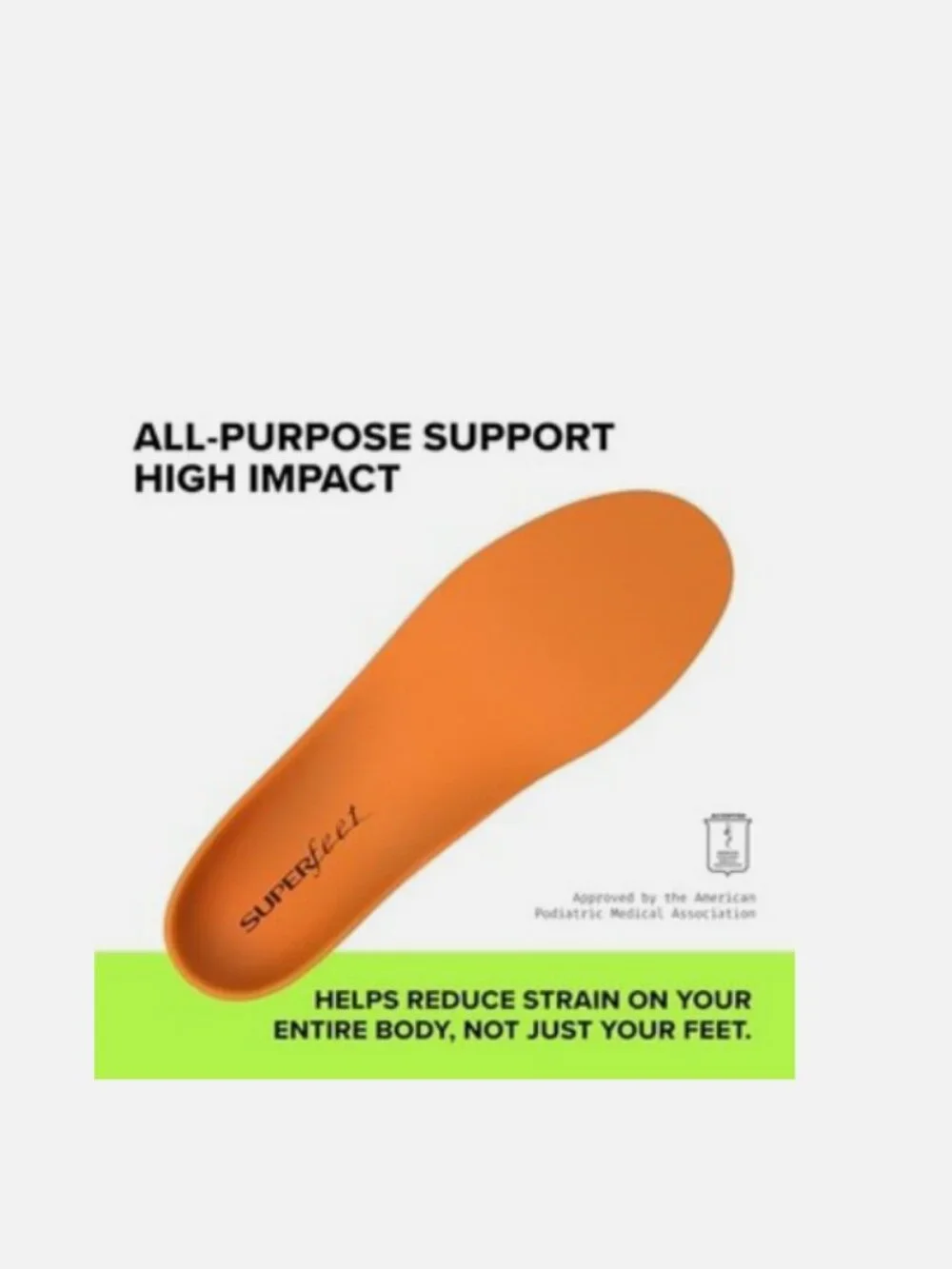 New in Box Superfeet Orange Insoles Orthotics Mens 11.5-13 Trimmable